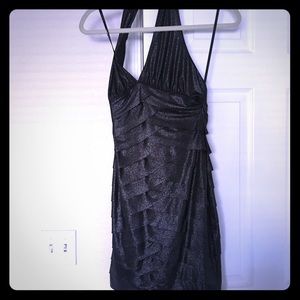Bebe dress black silver glitter fitted dress